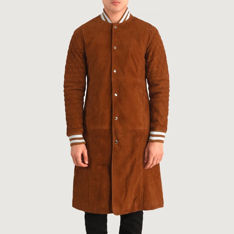 Mens Wilde Brown Suede Varsity Coat Close Front-5-1704186180763